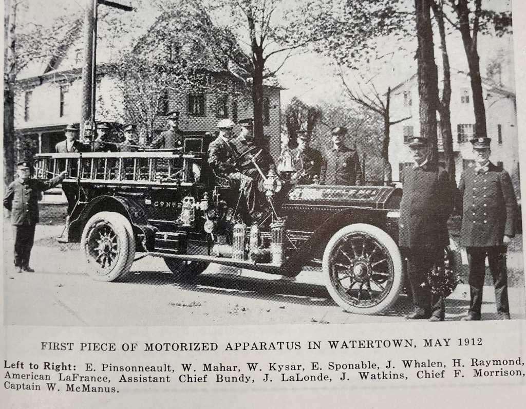 The first piece of motorized fire apparatus in Watertown NY