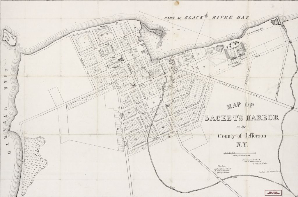 1835 map of Sackets Harbor.