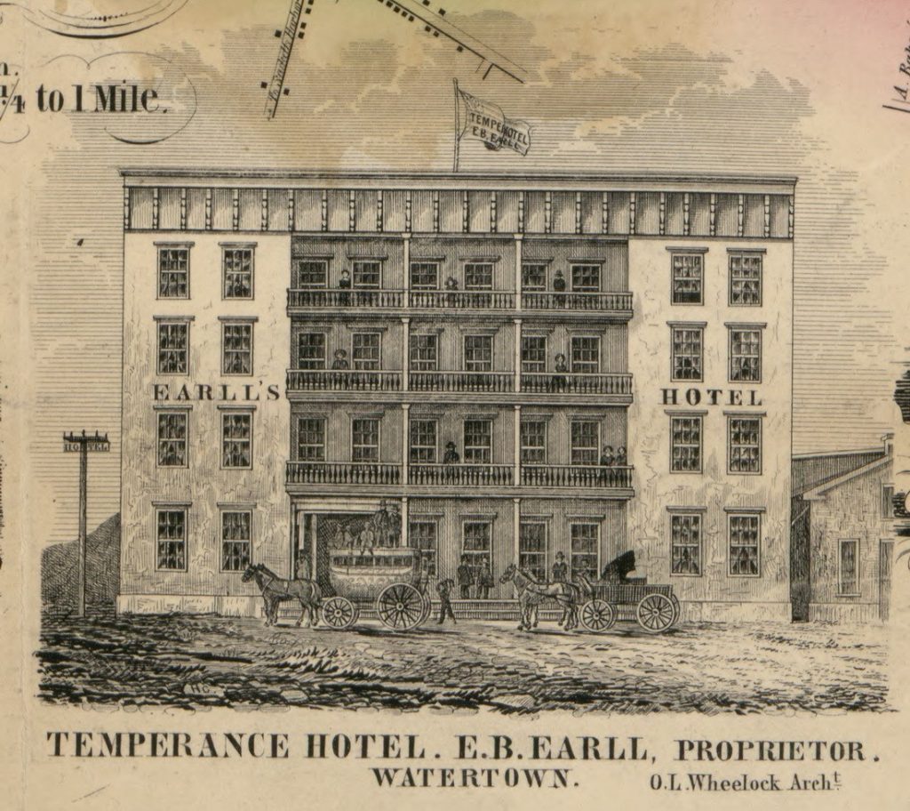 1850s Lithograph of Temperance Hotel - Earll Hotel