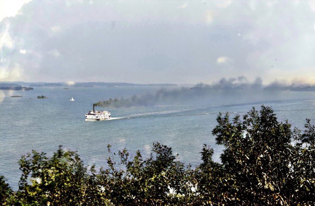 Manatauk Hotel - 1000 Islands 5 View from Manatauk Hotel-Enhanced-Colorized