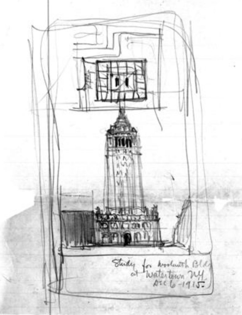 Sketch of the proposed Woolworth Building in Watertown, NY