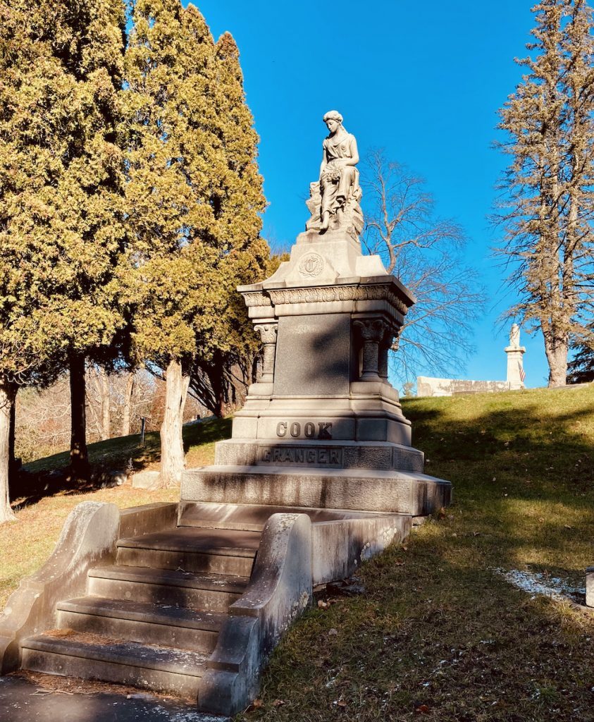 The Cook/Granger monument in Brookside Cemetery