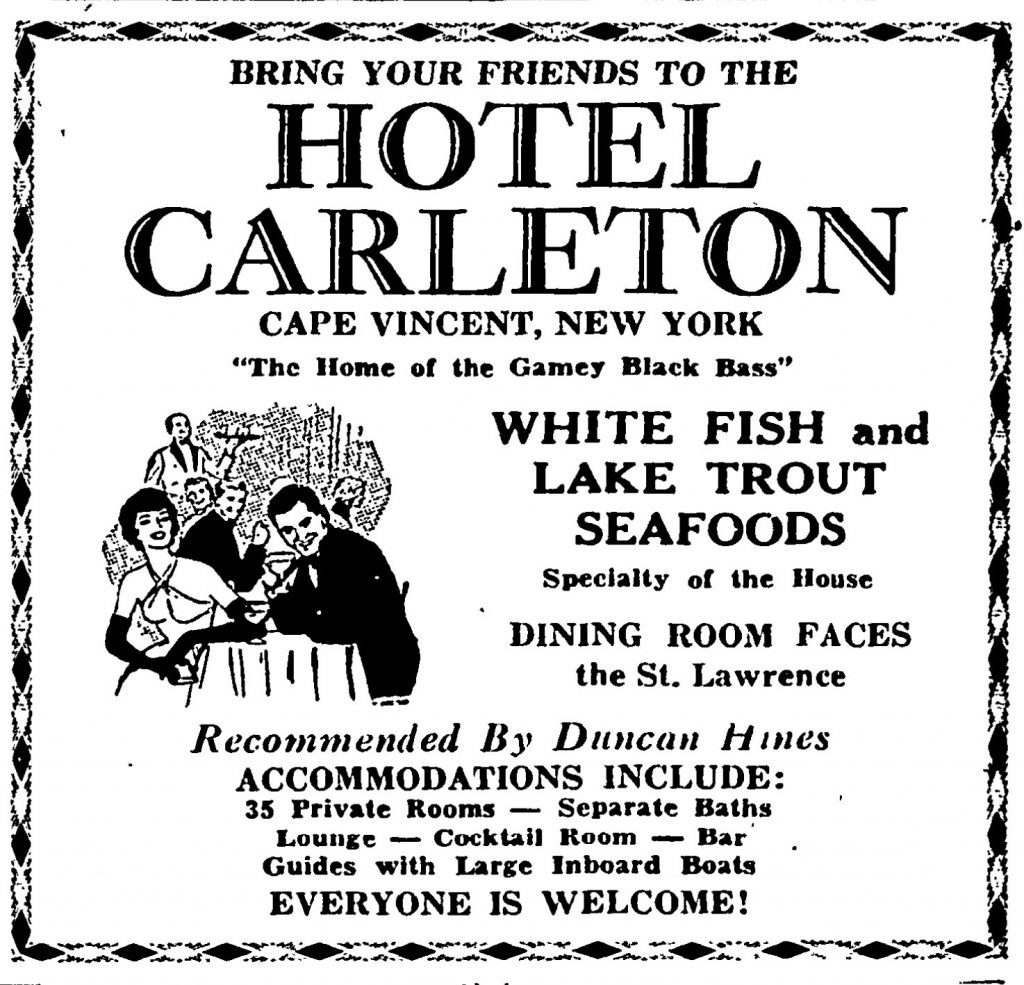Hotel Carleton Advertisement