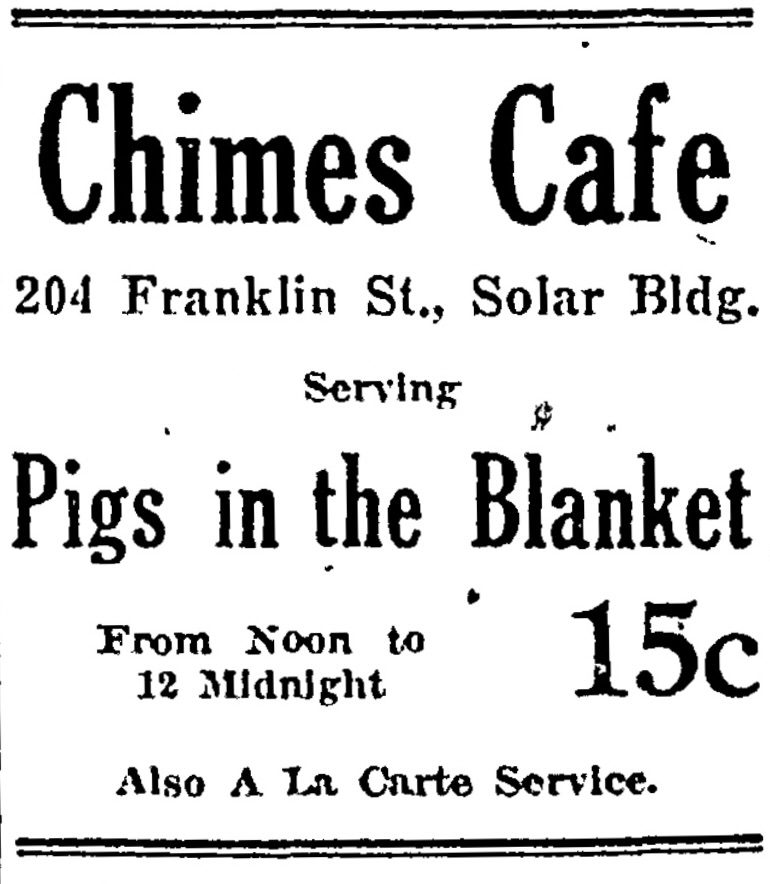 1934 Ad for Chimes Cafe
