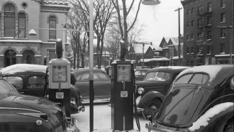 Service Station looking to Sherman St.