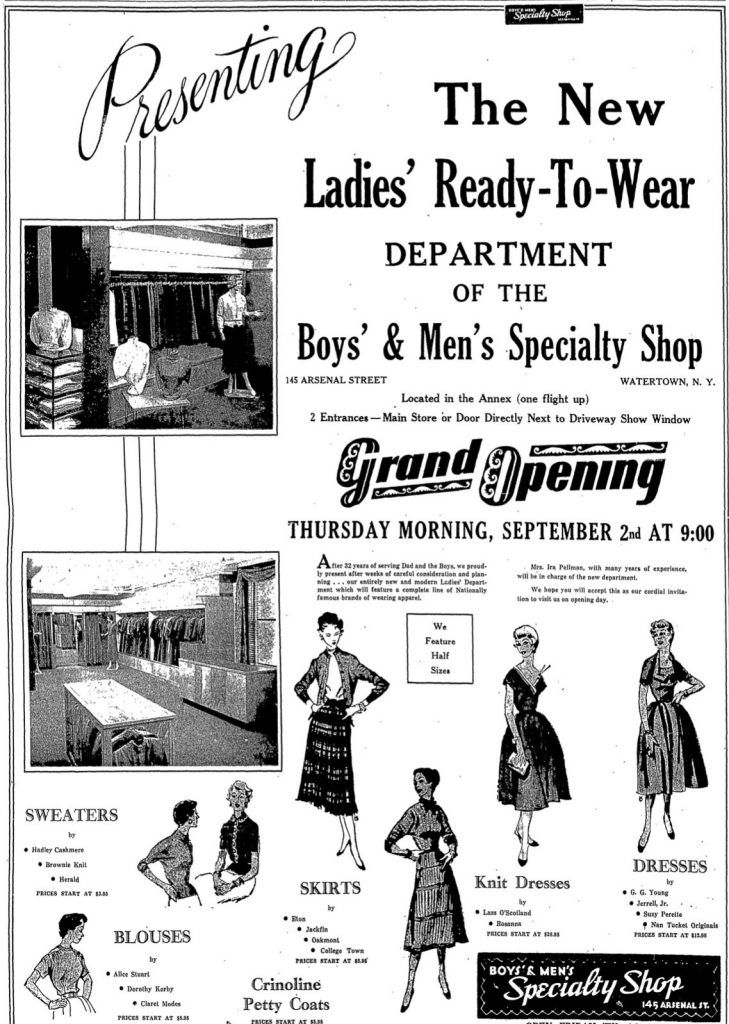 Boys' and Men's Specialty Shop (1922 - 1990) 5 Ladies' Ready-To-Wear