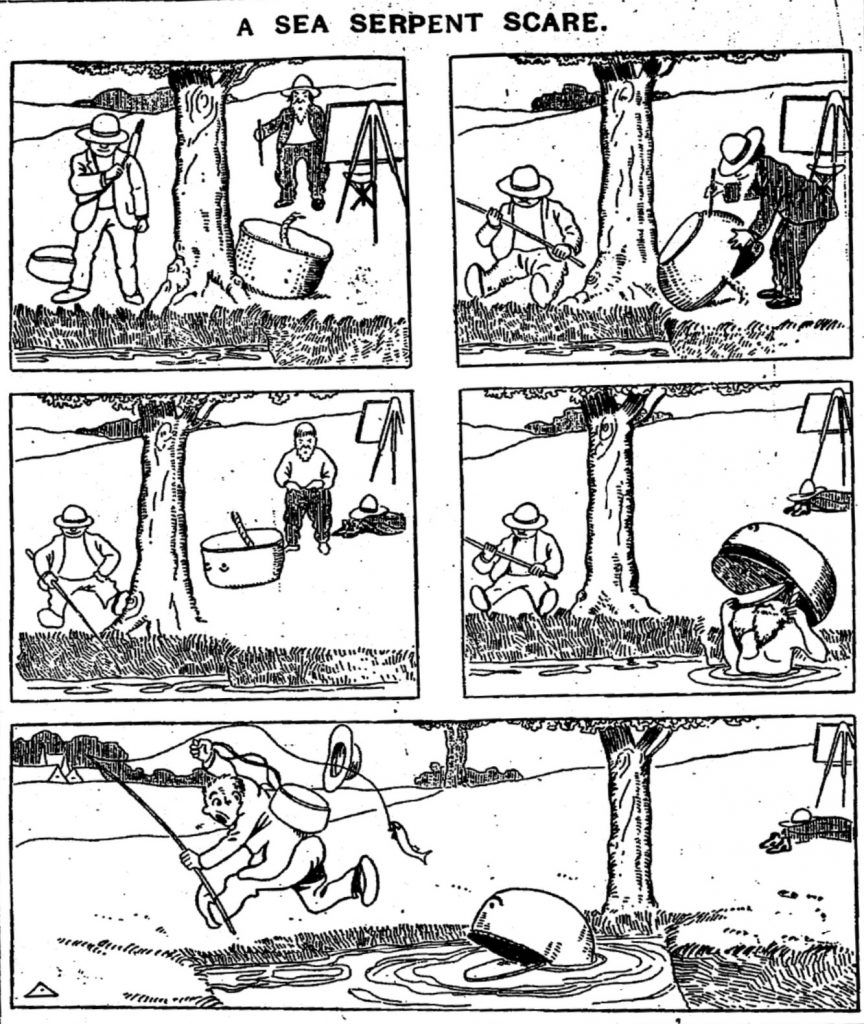 The Black River Monster (1911, 1951) 2 Cartoon poking fun at "sea serpent" sightings in Northern New York