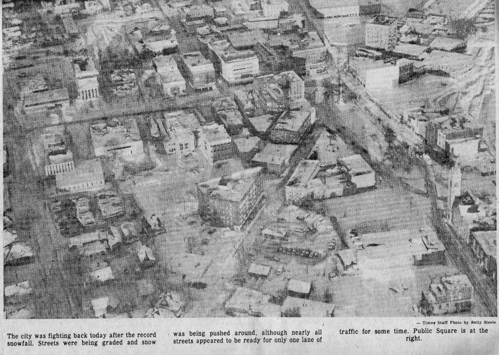 Blizzard of 1977 - County Rd 161 3 Birds eye view of snow covered Watertown