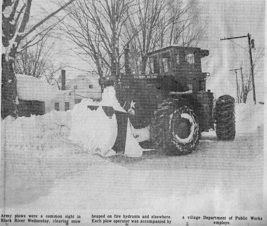 Blizzard of 1977 - Kellogg Hill 3 Army Plow in Black River
