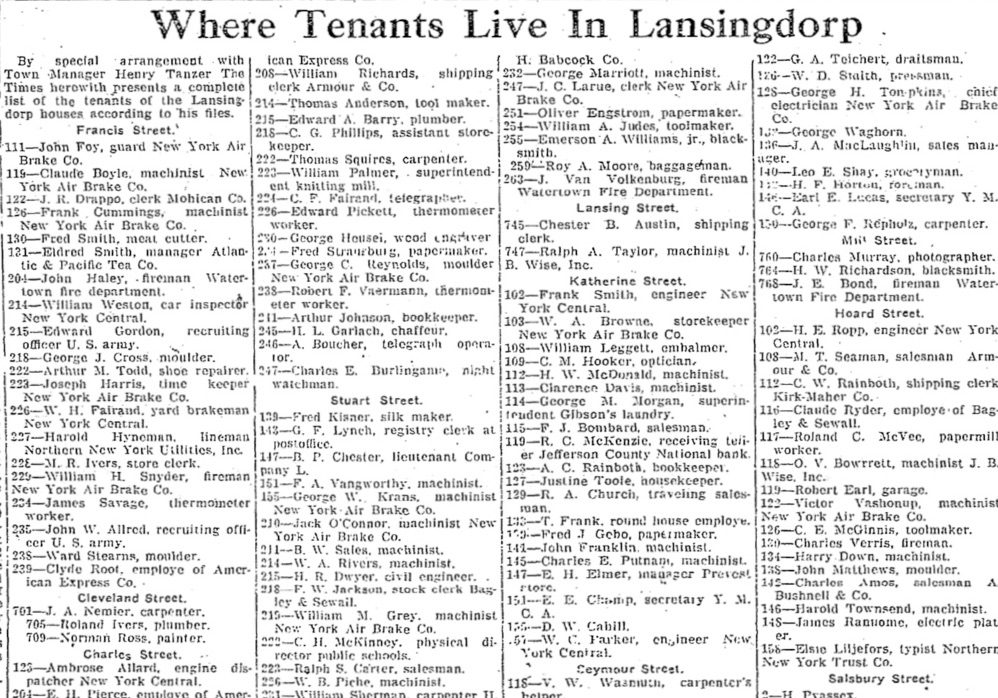 Lansingdorp - World War 1 North Side Community Est. 1918 8 Lansingdorp Residents