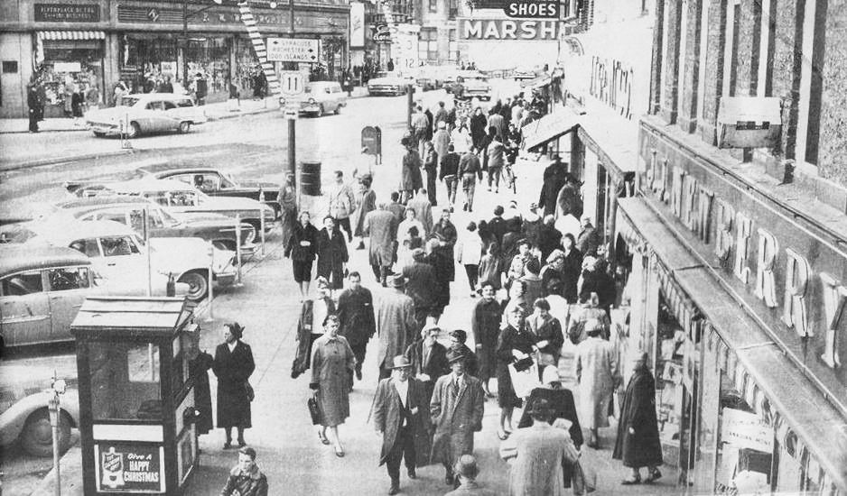 Public Square Christmas Shopping 1940s, 50s, 60s - Watertown NY 2 Christmas Shopping