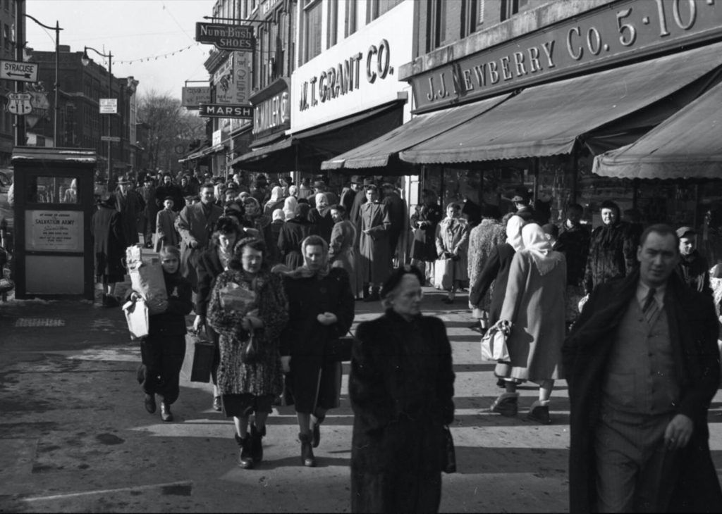 Public Square Christmas Shopping 1940s, 50s, 60s - Watertown NY 5 Christmas Shopping