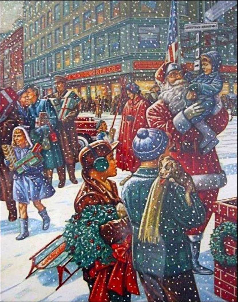 Public Square Christmas Shopping 1940s, 50s, 60s - Watertown NY 7 Christmas Shopping at Woolworth
