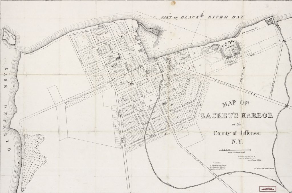 Frigate New Orleans - War Of 1812 - Sackets Harbor 3 1835 map of Sackets Harbor.