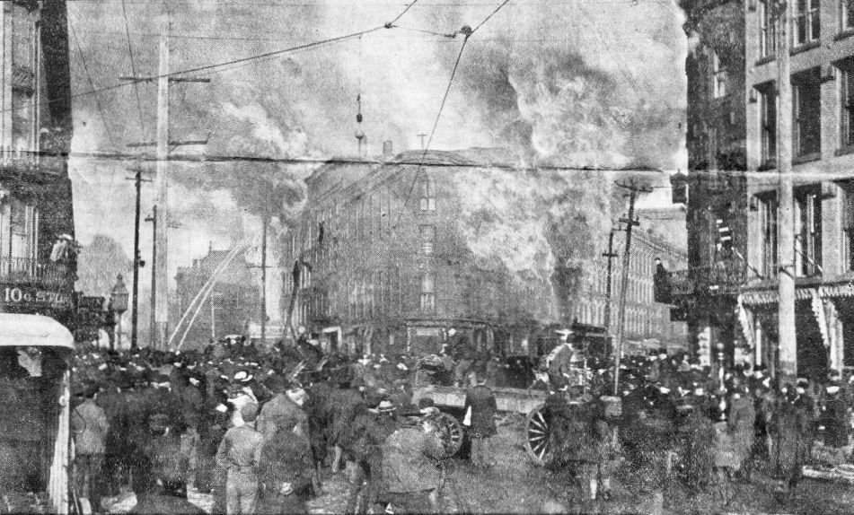 Globe Hotel and Otis House - Arsenal St (1851 - 1903) 5 Otis House Fire from American Corner