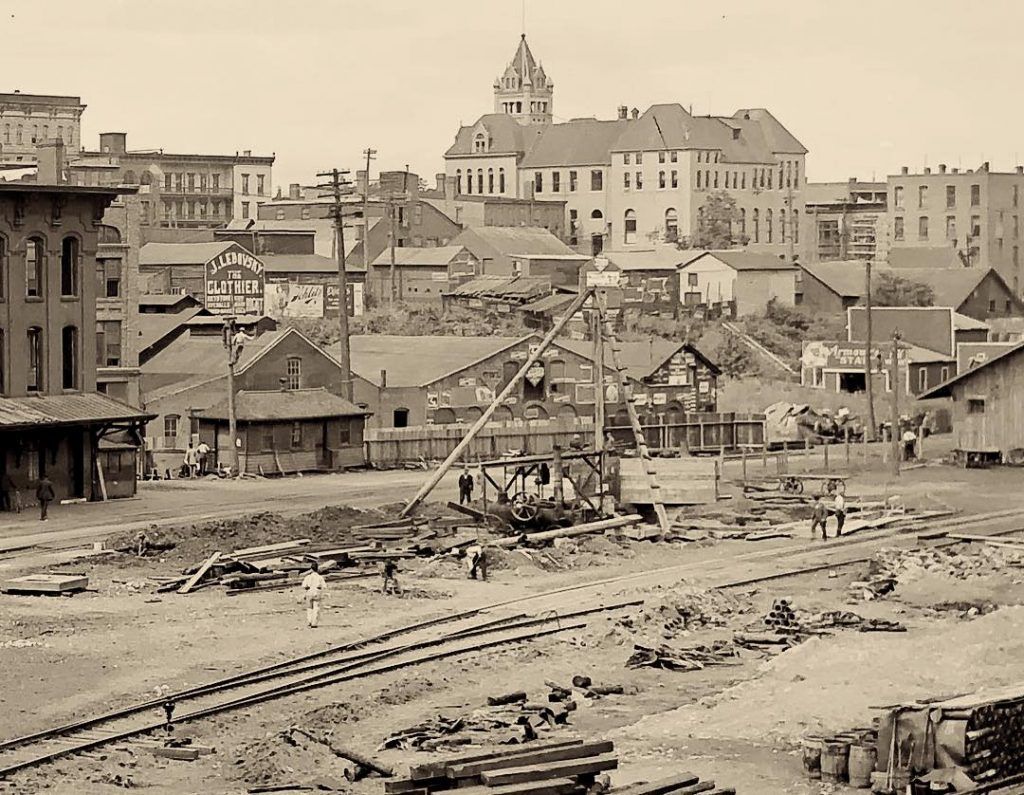 Court Street City Hall (1897 - 1966) 2 City Hall from the Rail Road Yard
