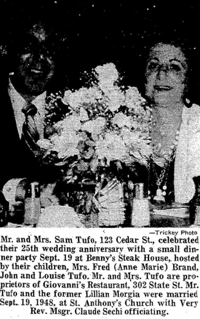 Giovanni's Ristorante - 616 LeRay St 2 Tufo's Wedding Anniversary