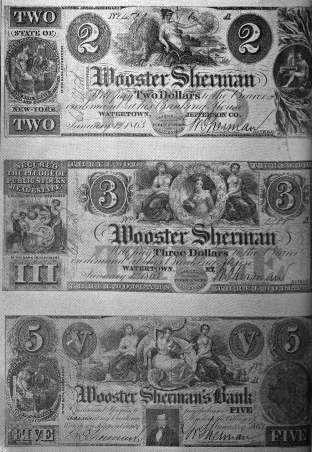 Ely Store - Wooster Sherman Bank (1828 - 1894) 5 Wooster Sherman's Money