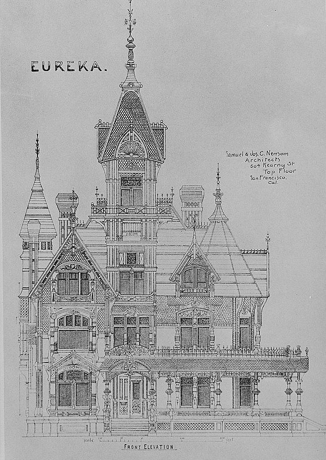 Carson Mansion - Ingomar Club (1886 - Present) 2 Carson Mansion Architectural Drawing