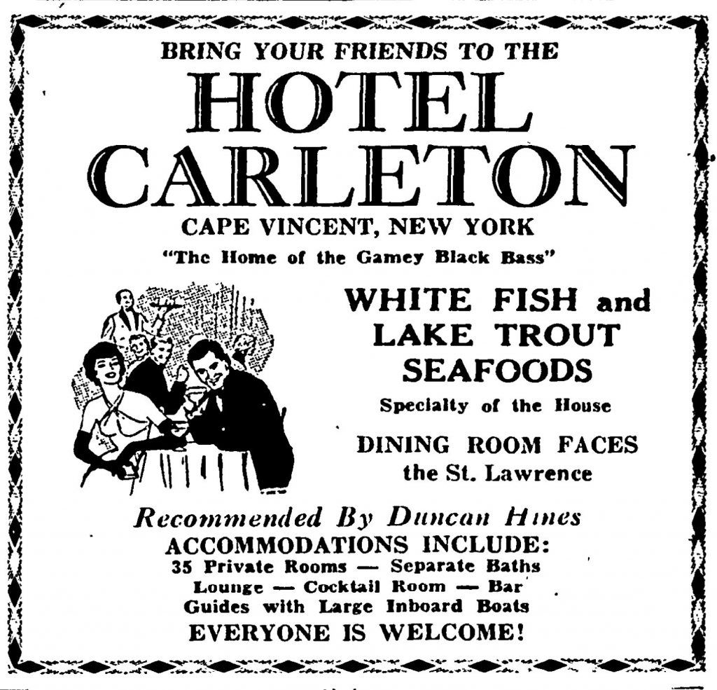 Hotel Carleton - Cape Vincent - 1000 Islands 4 Hotel Carleton Advertisement