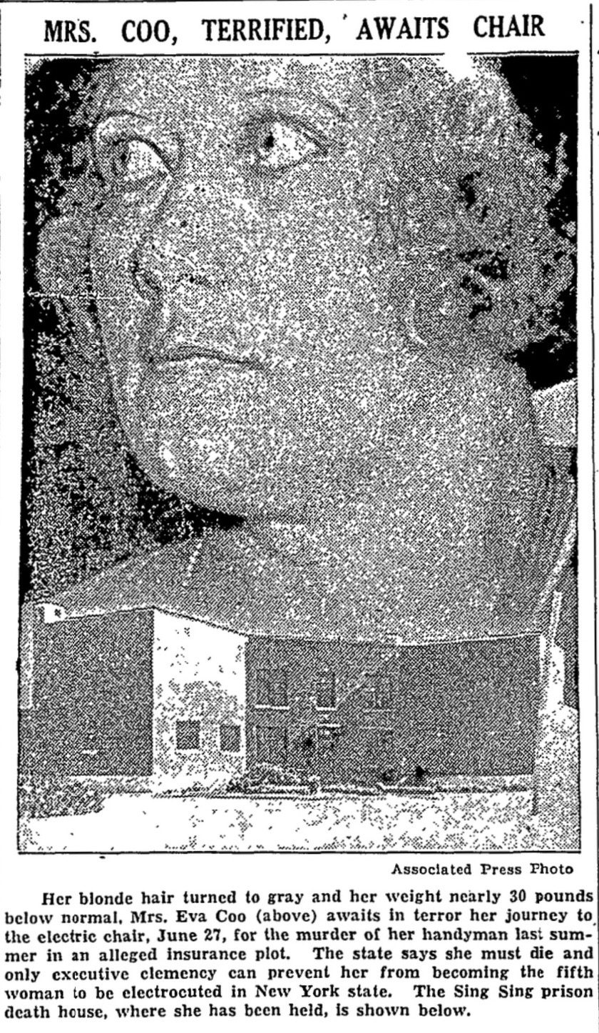 The 1934 Murder at the Haunted House On Crumhorn Mountain 16 Eva Coo Terrified of the Electric Chair
