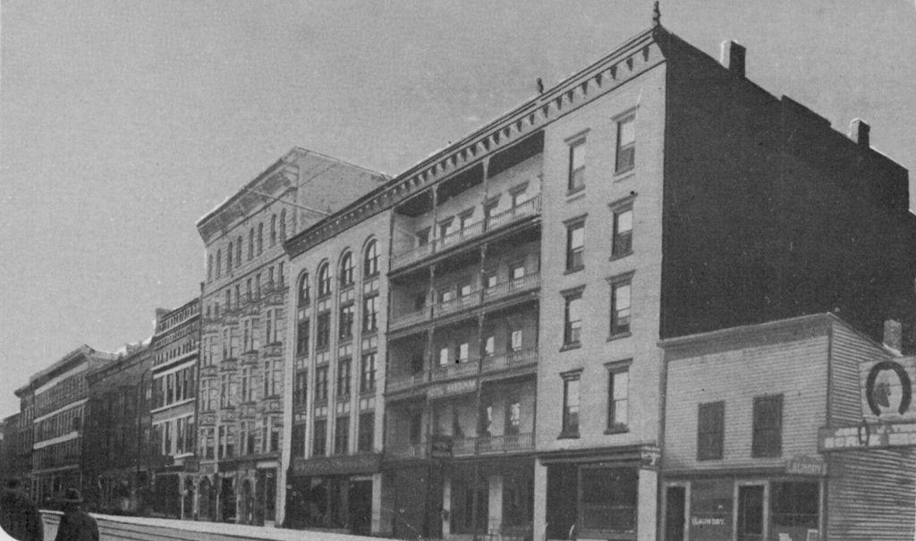Watertown Urban Renewal Pt 3 - 1963-1964 8 Hotel Hardiman and Hardiman-Woolworth Bldg to the left, Court Street, Watertown, NY