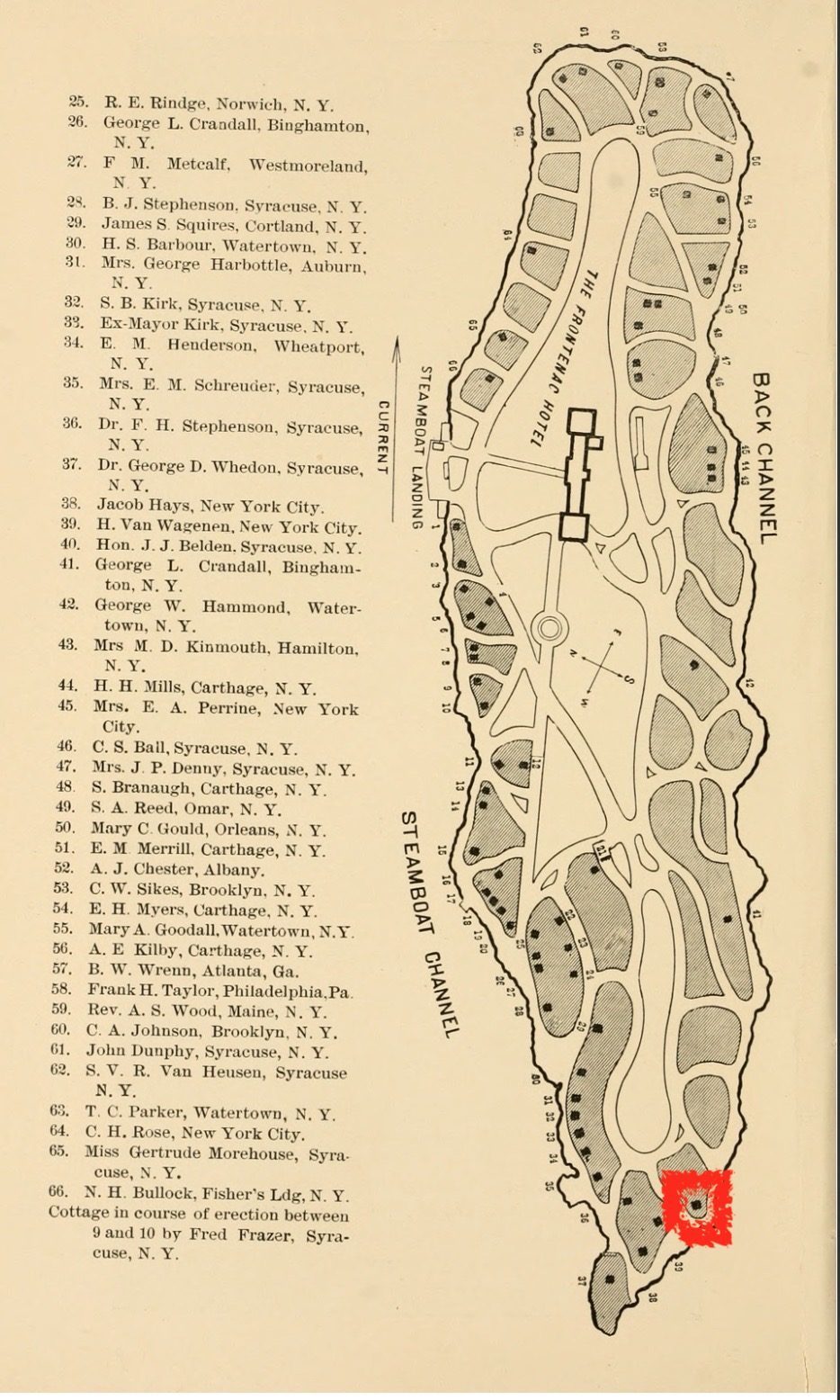 Hon. James J. Belden Summer Home - Round Island - 1000 Islands 5 Map of Round Island Park